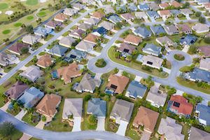 Aerial view of a neighborhood in The Villages