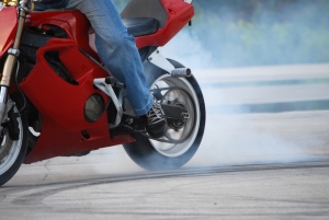 motorcycle tire burnout